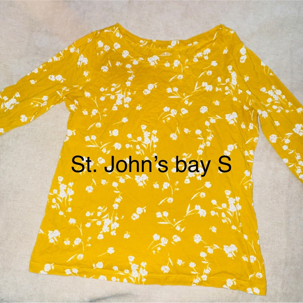 St. John's Bay Mustard Yellow Floral Top